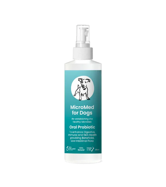 MicroMed for Dogs Care ongoing health and wellness solution in a 500ml bottle, designed for daily pet health support.
