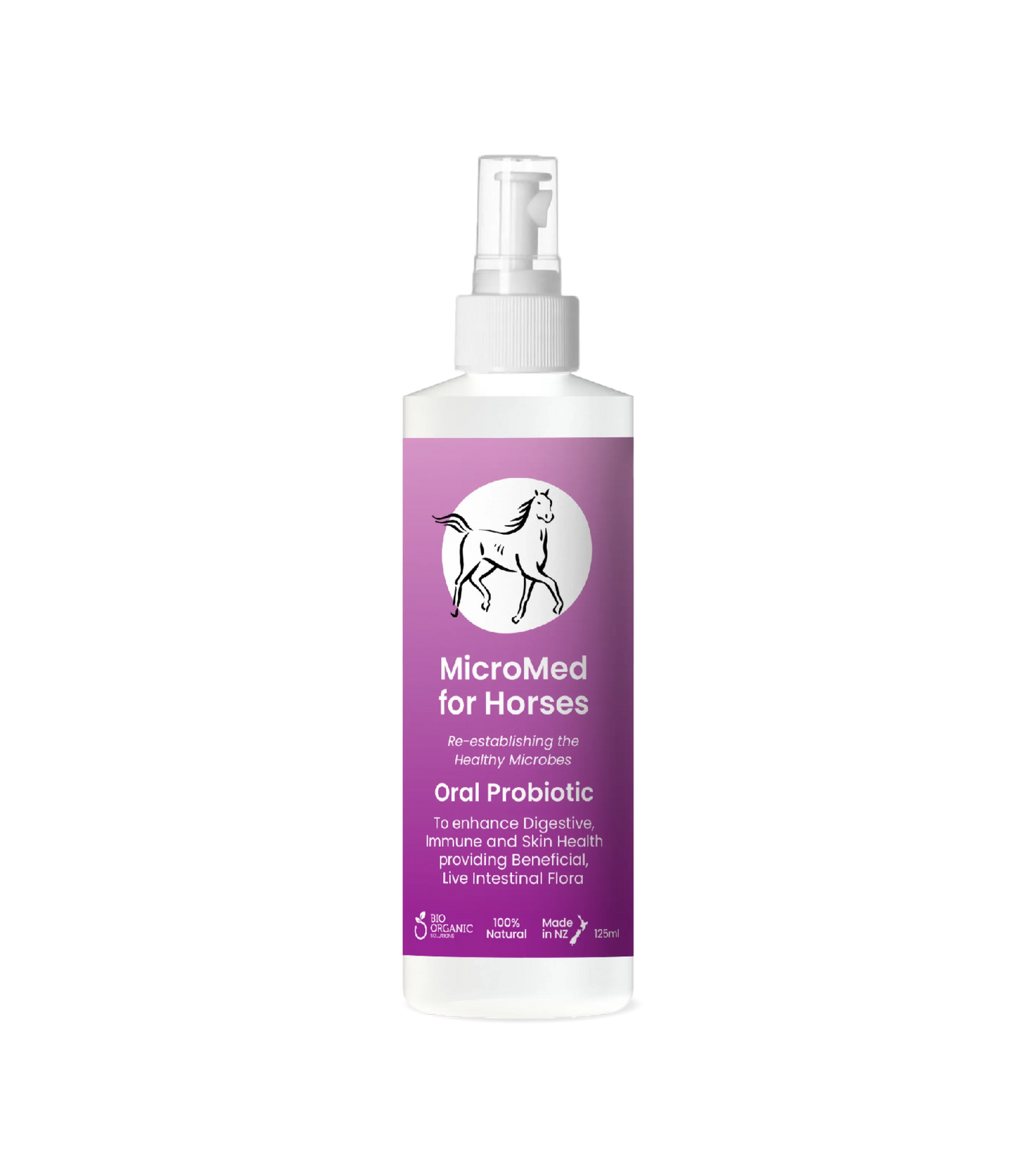 MicroMed for Horses Care ongoing care solution in a 500ml bottle, designed to support equine health and well-being.