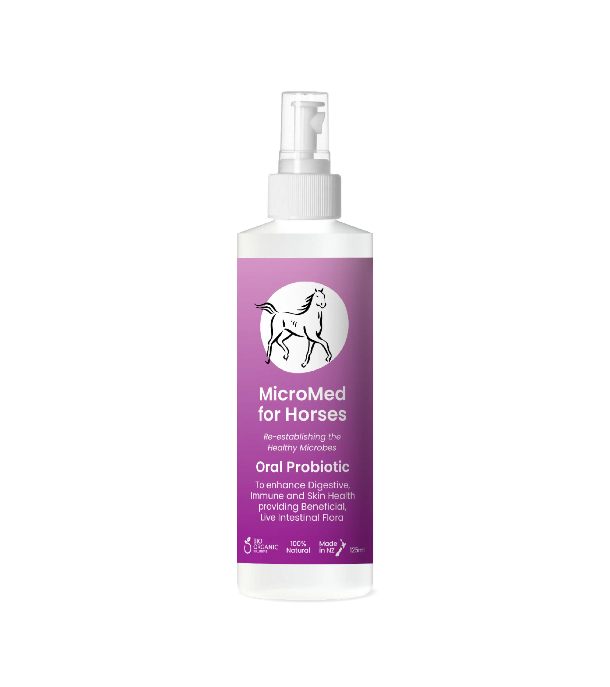 MicroMed for Horses Care ongoing care solution in a 500ml bottle, designed to support equine health and well-being.