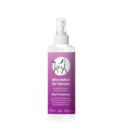 MicroMed for Horses Care ongoing care solution in a 500ml bottle, designed to support equine health and well-being.
