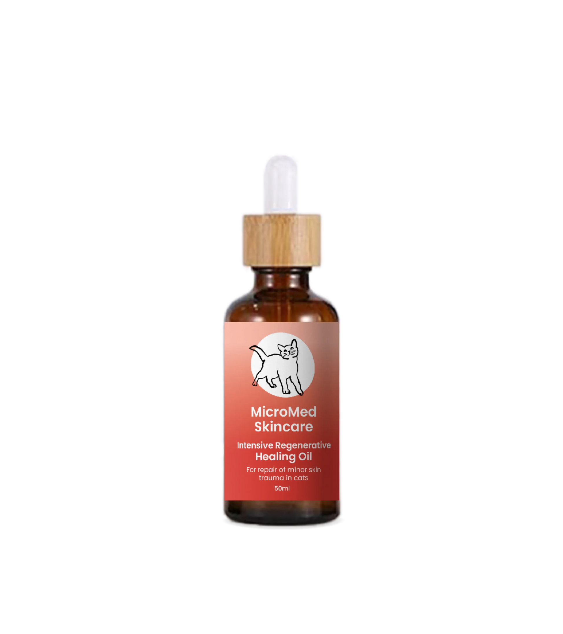 MicroMed Healing Oil for Cats, 50ml, pet medicine with intensive regenerative care for feline skin and coat health.
