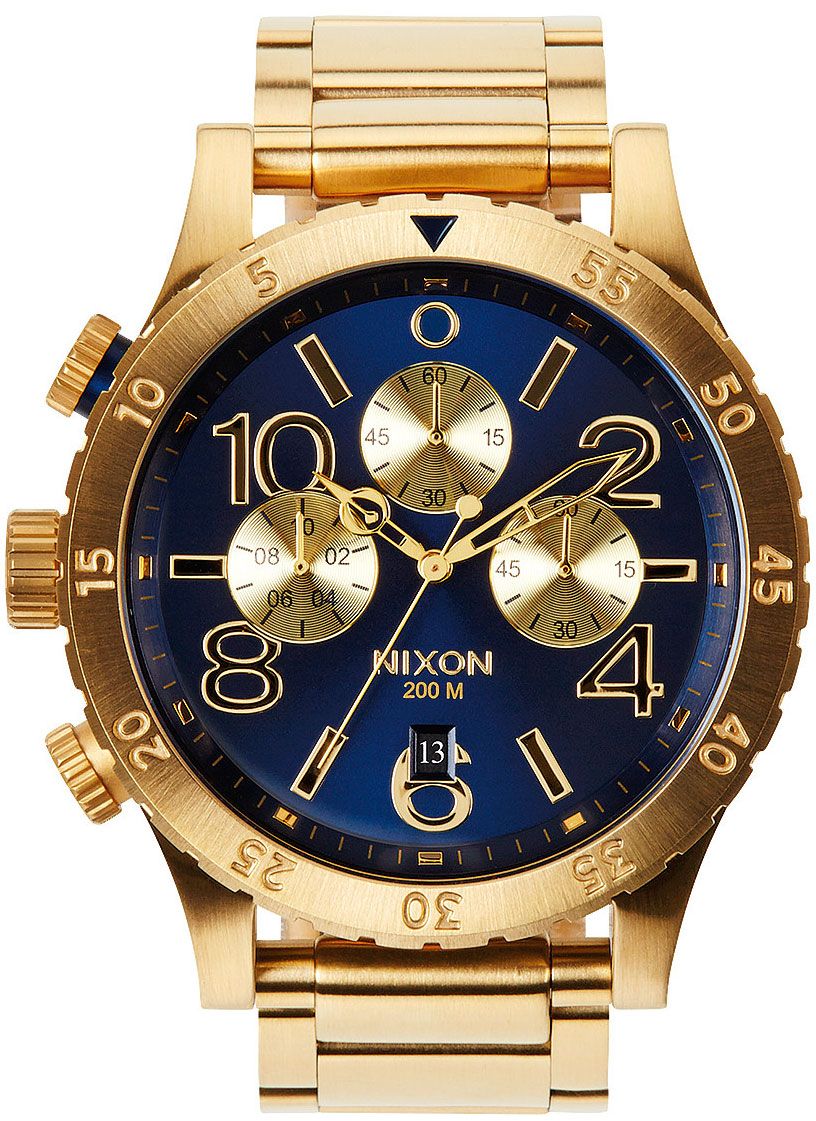 Nixon 48-20 Chrono Blue Dial Gold PVD Men's Watch A486-1922 Kiwi Watches