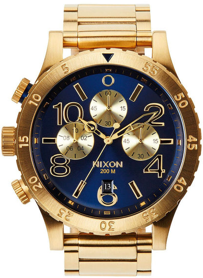 Nixon 48-20 Chrono Blue Dial Gold PVD Men's Watch A486-1922 Kiwi Watches