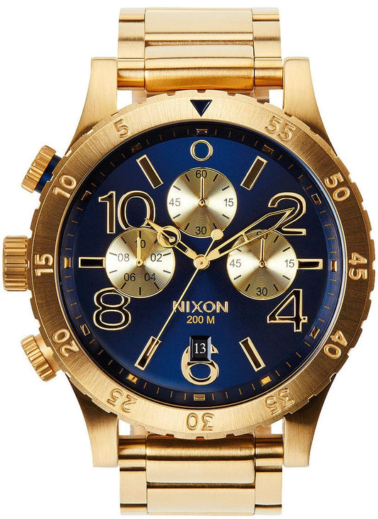 Nixon 48-20 Chrono Blue Dial Gold PVD Men's Watch A486-1922 Kiwi Watches