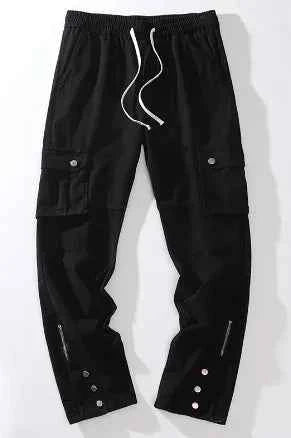 Breasted Slit Cargo Pants with Drawstring Detail