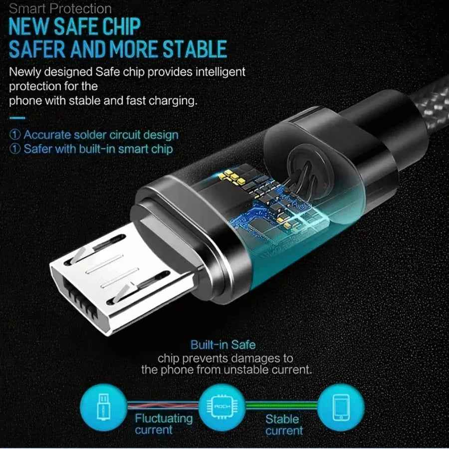 Micro USB Nylon Braided Cable – Fast Charging & Data Sync
