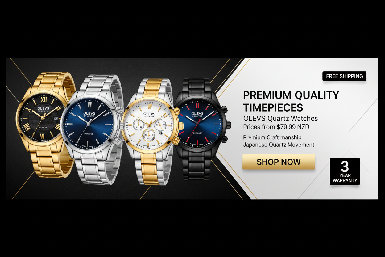 OLEVS Men's Quartz Watches Banner with Warranty