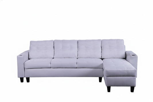 'Ostro' Reversible Corner Sofa with Cup Holder (White) sue-e furniture