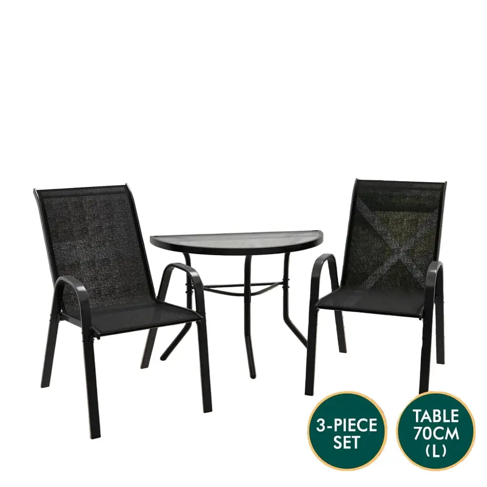 Outdoor Dining Set – 1 Semicircular Patio Table & 2 Chairs Habicare