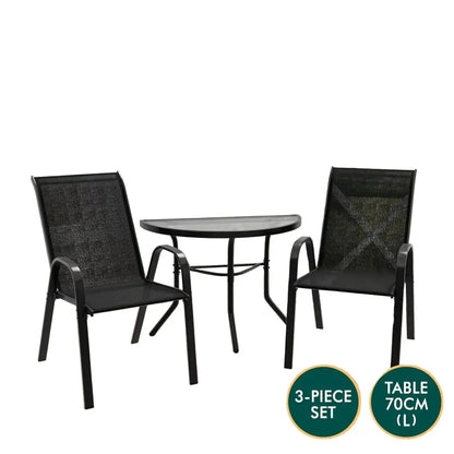 Outdoor Dining Set – 1 Semicircular Patio Table & 2 Chairs Habicare