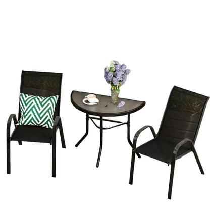 Outdoor Dining Set – 1 Semicircular Patio Table & 2 Chairs Habicare