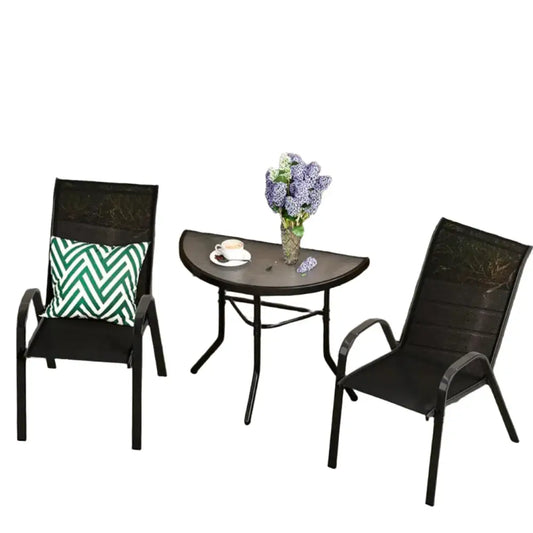 Outdoor Dining Set – 1 Semicircular Patio Table & 2 Chairs Habicare