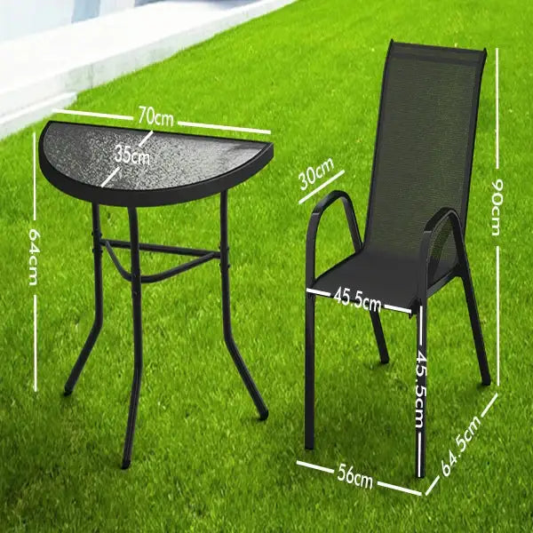 Outdoor Dining Set – 1 Semicircular Patio Table & 2 Chairs Habicare