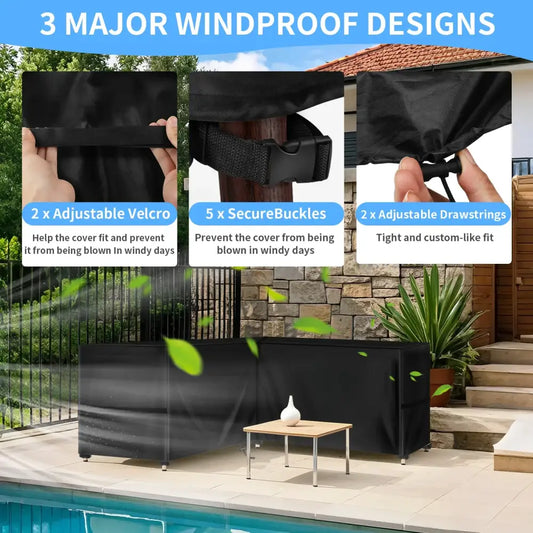 Outdoor Waterproof L-Shape Sofa Cover – Heavy-Duty Weather Protection (different sizes available) Habicare