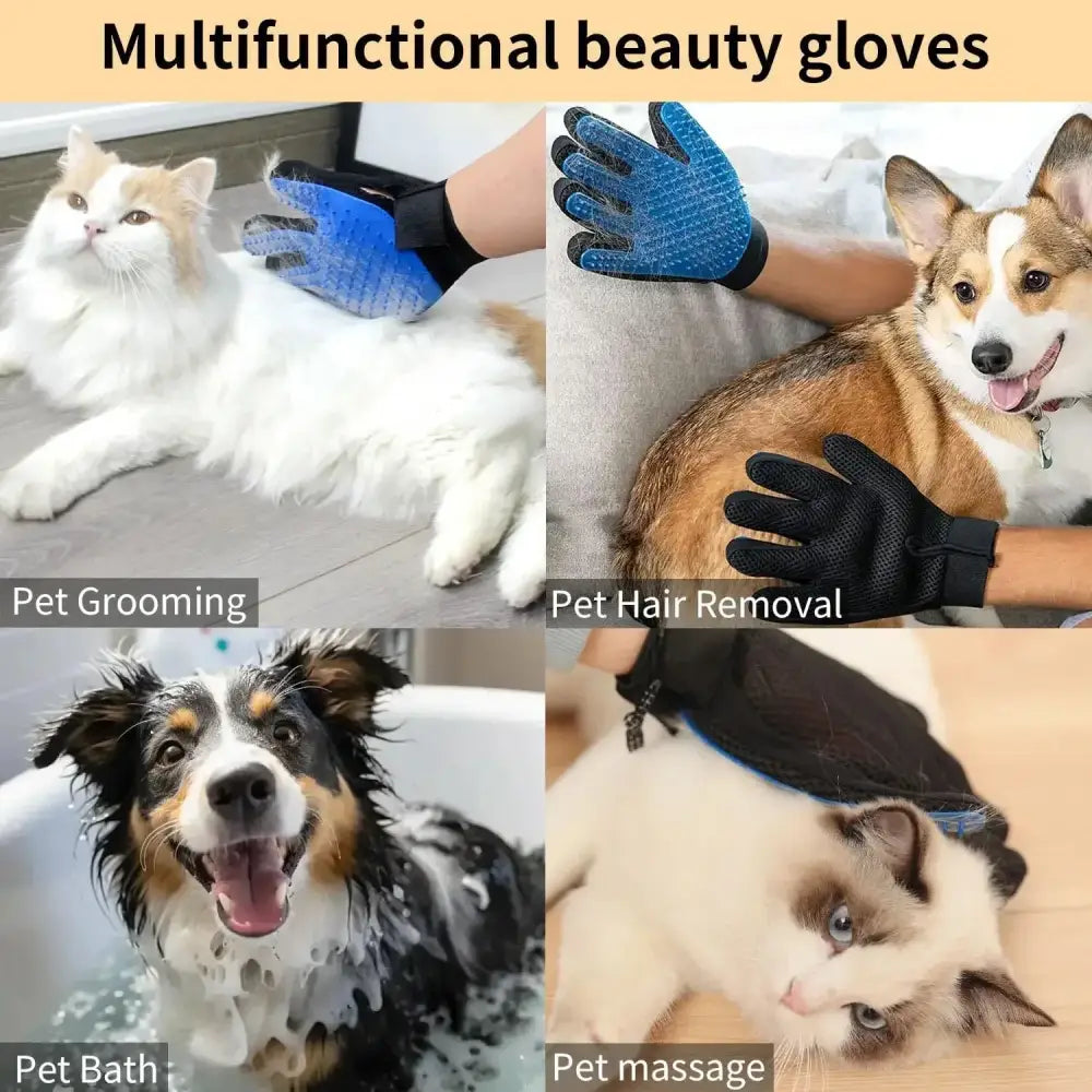 Pet Grooming Gloves (1/2PCS) – Two-Sided Hair Removal Habicare
