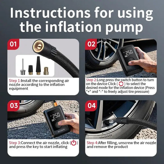 Portable Wireless Air Compressor For Tyre Inflation Habicare