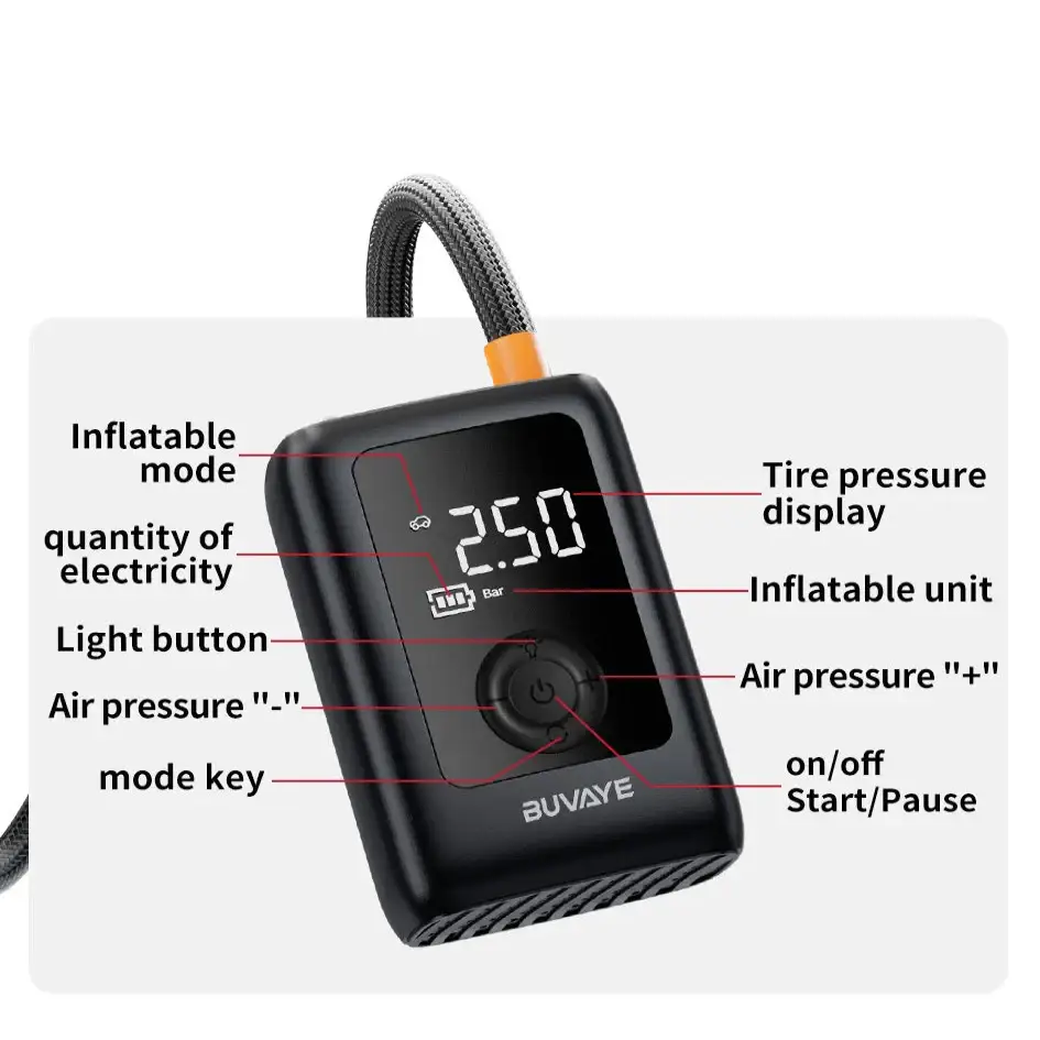 Portable Wireless Air Compressor For Tyre Inflation Habicare