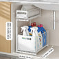 Pull-Out Under Sink Organizer – 2-Tier Adjustable Sliding Shelf (Black & White) Habicare