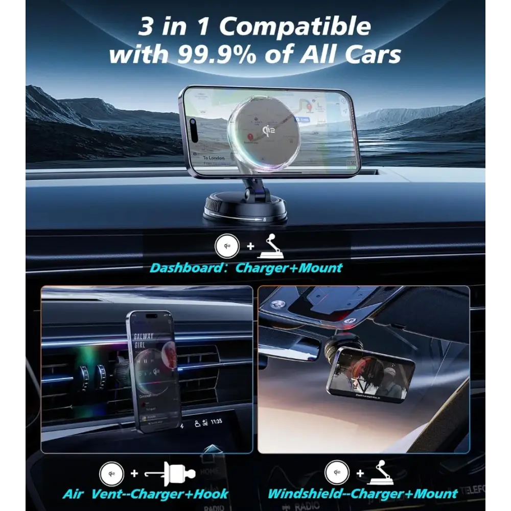 Qi2 15W Mag-Safe Car Mount Charger Habicare