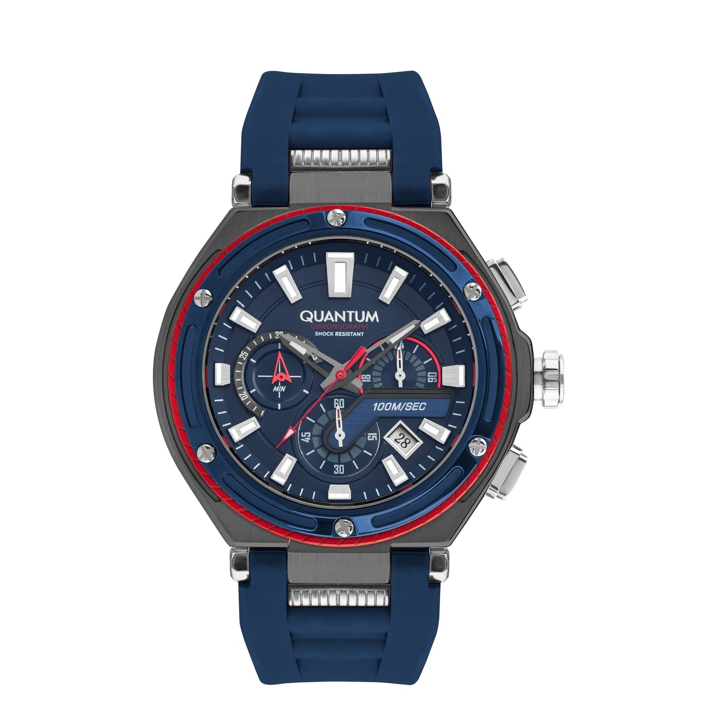 Quantum Hunter All Dark Blue & Gunmetal Chronograph Date Watch HNG1010.099 Kiwi Watches