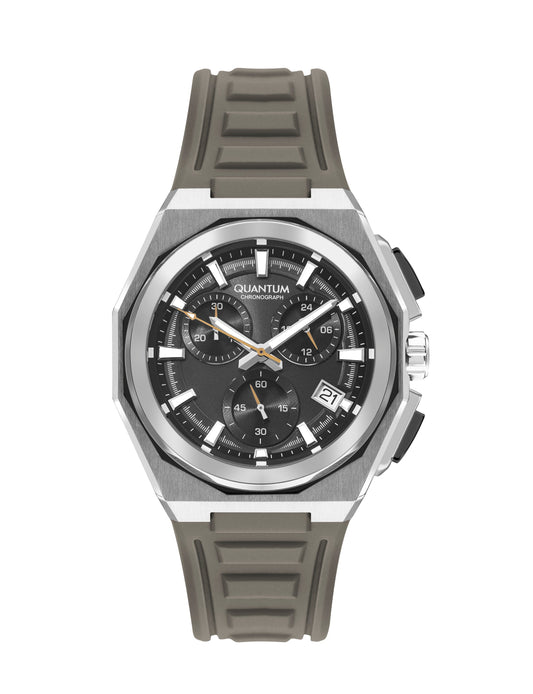 Quantum Multifunction Beige Strap Black Dial Silver Watch PWG1078.357 Kiwi Watches