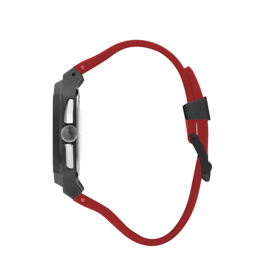 Quantum Chronograph Black Dial Red Strap Square Watch HNG1033.658 Kiwi Watches