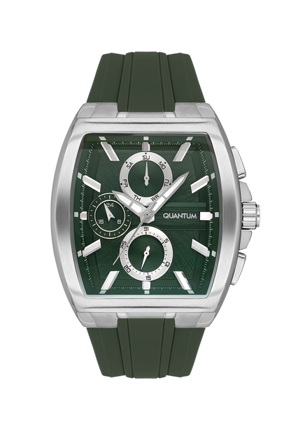 Quantum Chronograph All Green Silver Case Watch HNG997.375 Kiwi Watches
