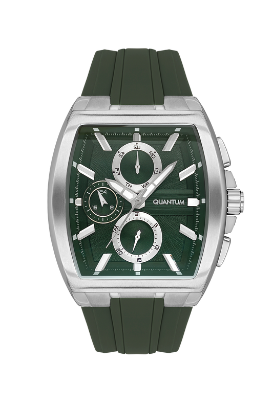 Quantum Chronograph All Green Silver Case Watch HNG997.375 Kiwi Watches