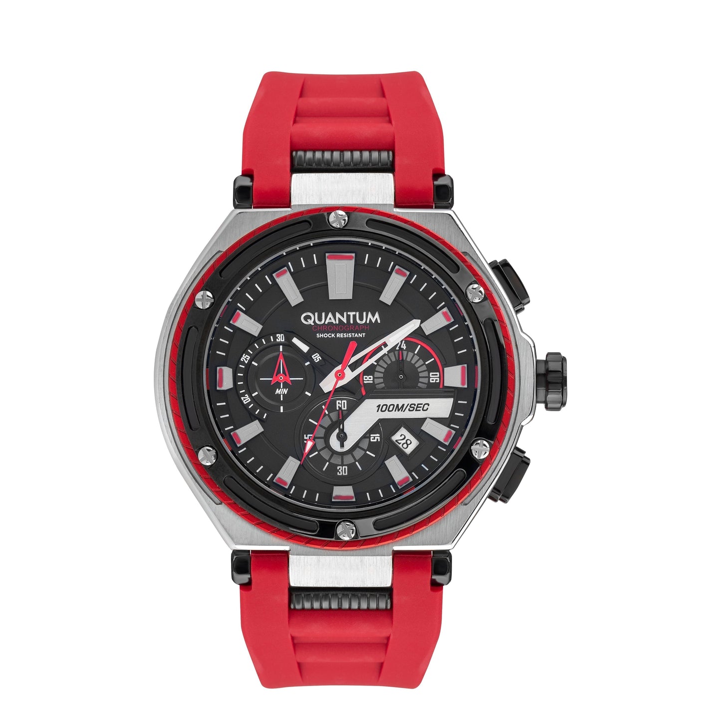 Quantum Chronograph Red Strap Black Dial Date Watch HNG1010.359 Kiwi Watches