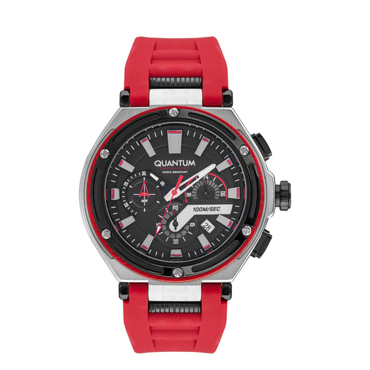 Quantum Chronograph Red Strap Black Dial Date Watch HNG1010.359 Kiwi Watches