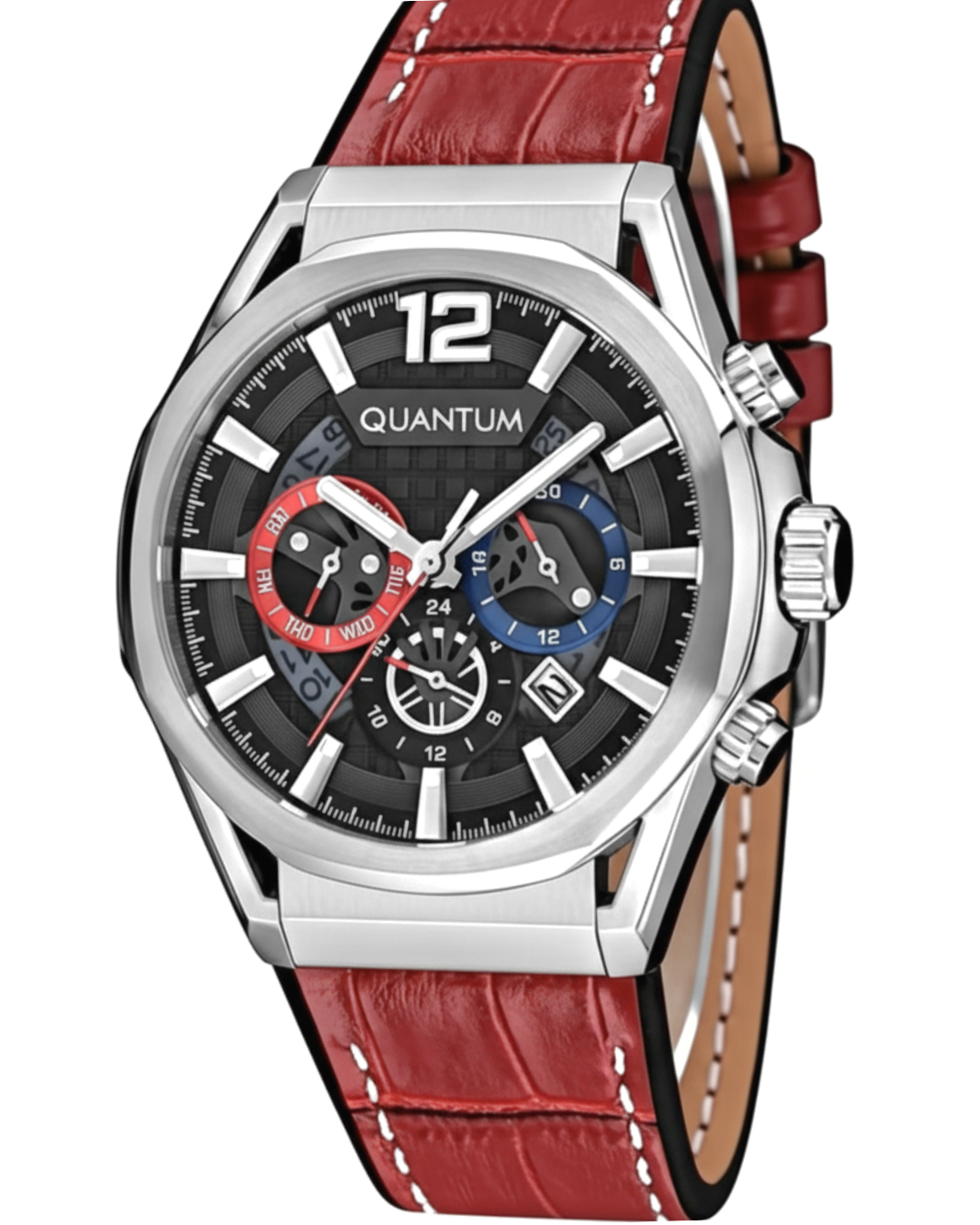 Quantum MultiFunction Calendar Gunmetal Dial Red Silicon strap Watch PWG970.358 Kiwi Watches