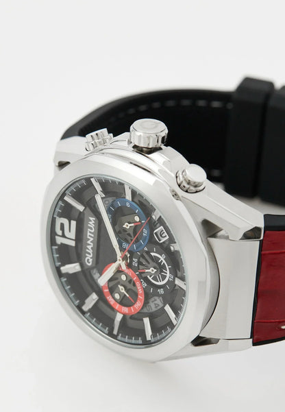 Quantum MultiFunction Calendar Gunmetal Dial Red Silicon strap Watch PWG970.358 Kiwi Watches