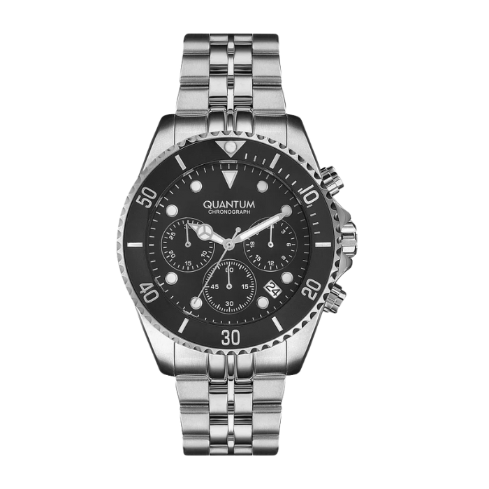 Quantum Chronograph Black Dial Waterproof Silver Watch PWG930.350 Kiwi Watches