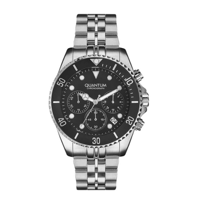 Quantum Chronograph Black Dial Waterproof Silver Watch PWG930.350 Kiwi Watches