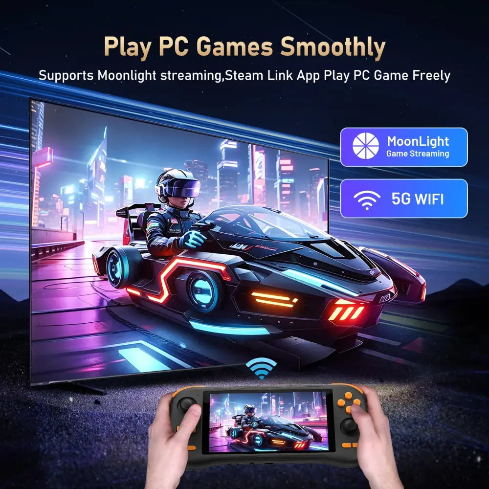 Retro Handheld Console – 5.5" Touchscreen, Android 14, Rechargeable Battery Habicare