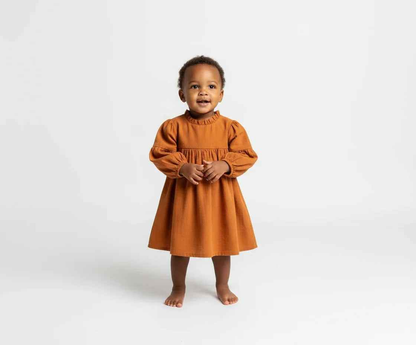 Balloon Sleeve Dress - Mustard