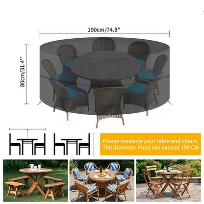 Round Waterproof Patio Furniture Cover – Anti-UV, Windproof (different sizes available) Habicare