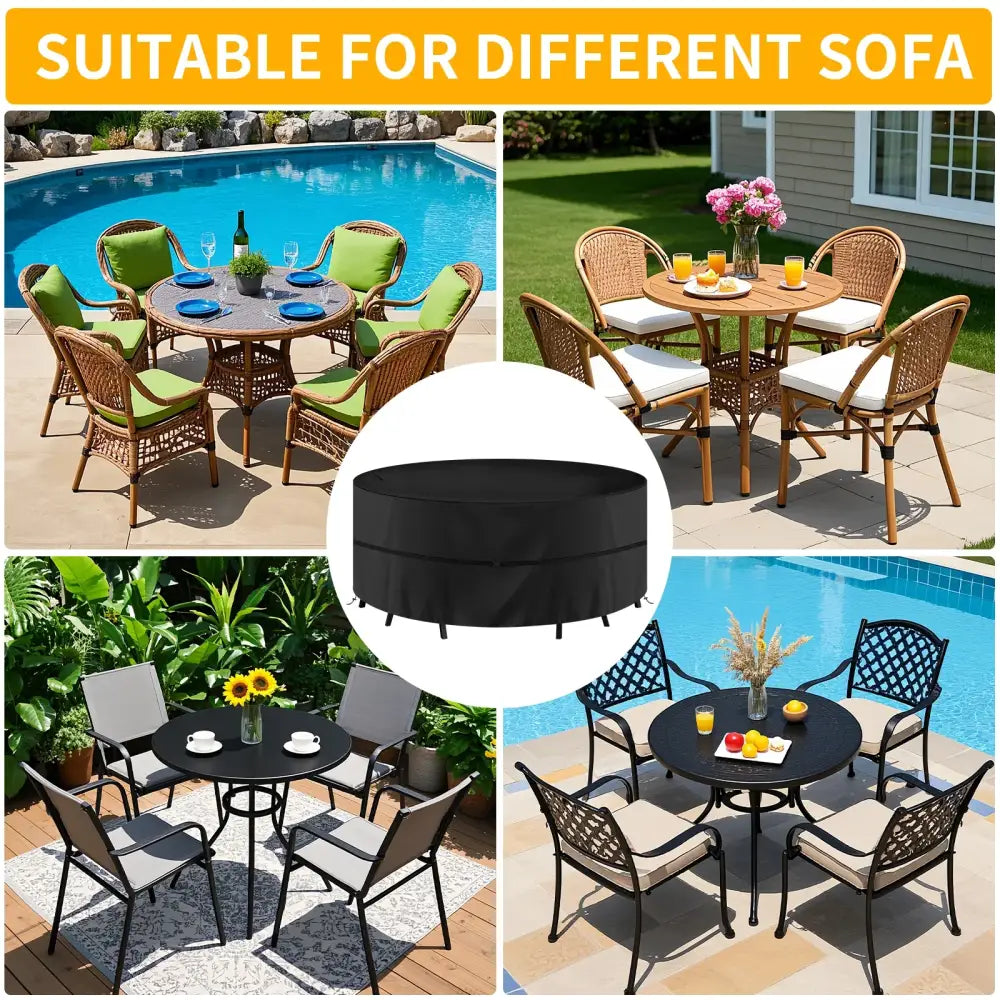 Round Waterproof Patio Furniture Cover – Anti-UV, Windproof (different sizes available) Habicare