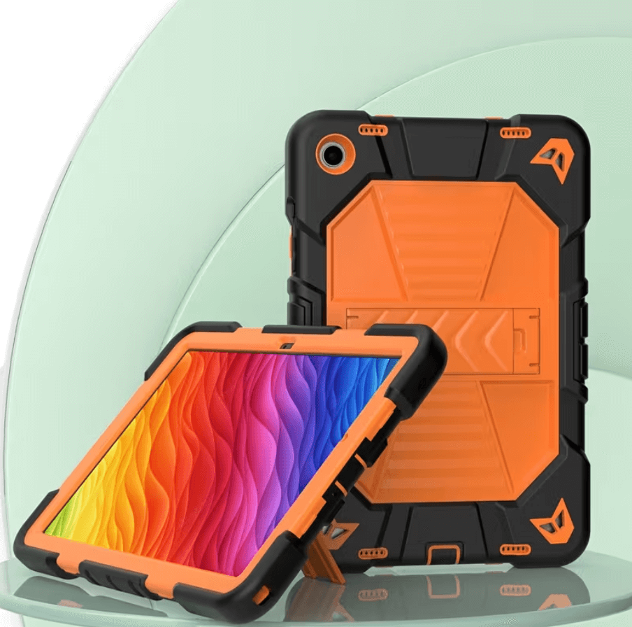 Samsung Galaxy Tab A11 Rugged Shockproof Case with Kickstand (Orange)