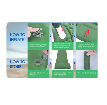 Ultralight 2 Person Inflatable Camping Sleeping Mat with Built-in Foot Pump and Pillow ECOTREK