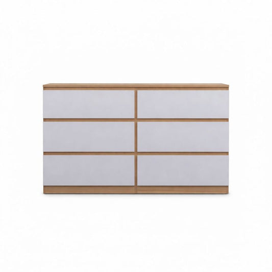 'Monaco' Chest of 6 Drawers White + Oak sue-e furniture