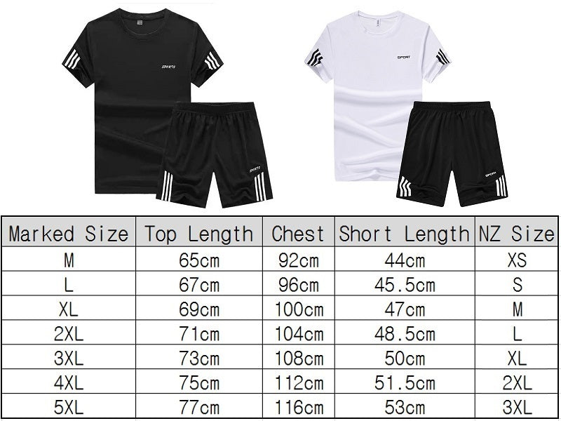 NZ-XL-Mens 2 Piece Outfit Sport Set Short Sleeve Summer Leisure Short Thin Sets dealonline.co.nz