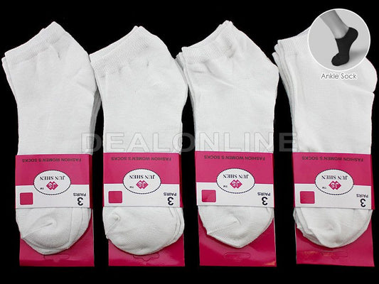 (12 Pairs) Thin Ankle Socks - WHITE - SIZE7-11 dealonline.co.nz