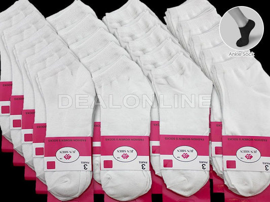 WHOLESALE - (60 Pairs) Thin Ankle Socks - WHITE dealonline.co.nz