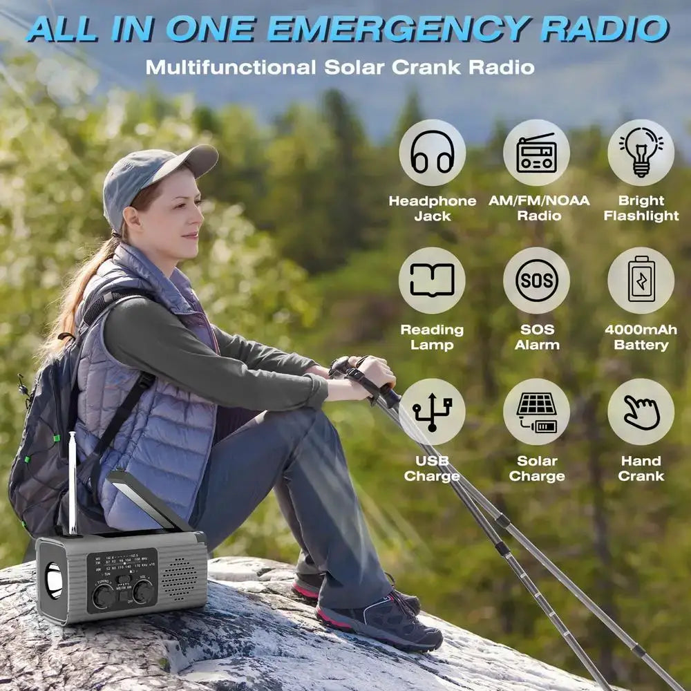 Solar Powered Hand Crank Survival Radio Habicare