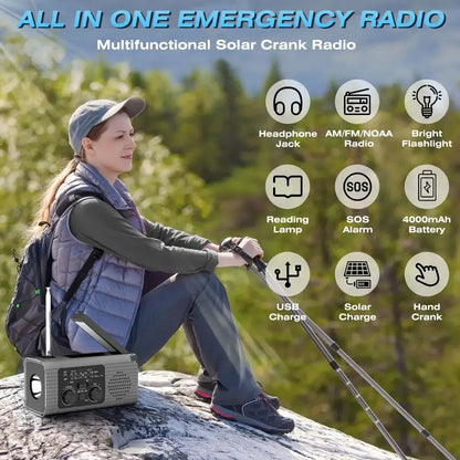 Solar Powered Hand Crank Survival Radio Habicare