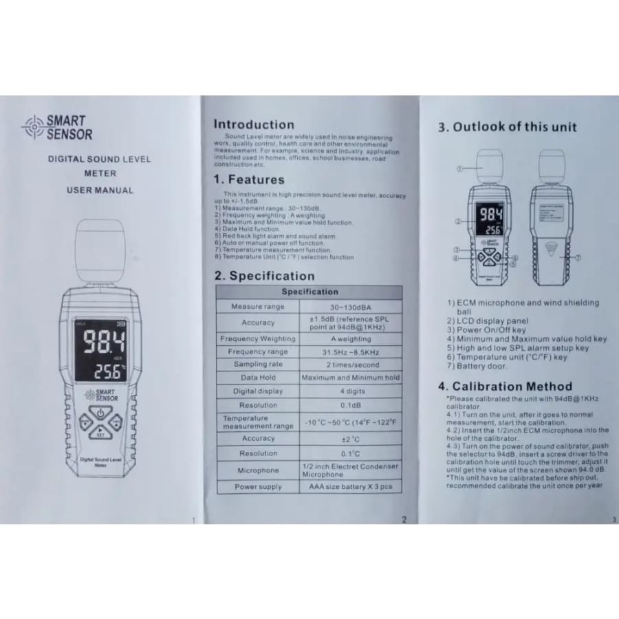 Sound Level Noise Meter - Decibel Measurement 30-130dB 9eight5