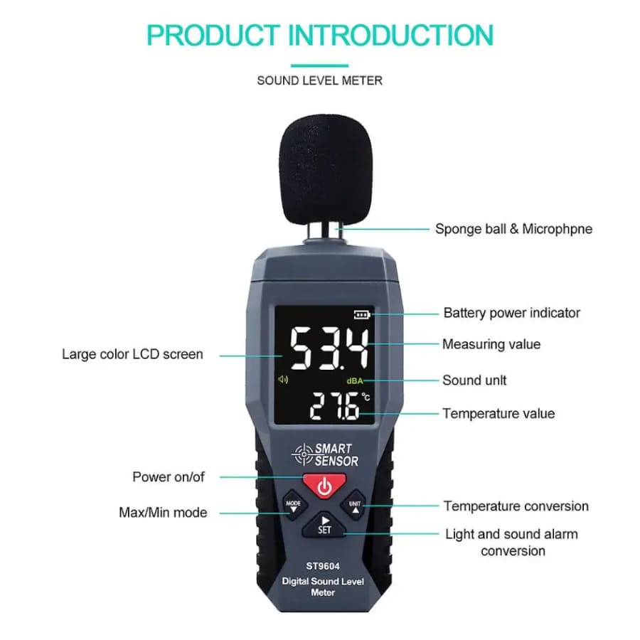 Sound Level Noise Meter - Decibel Measurement 30-130dB 9eight5