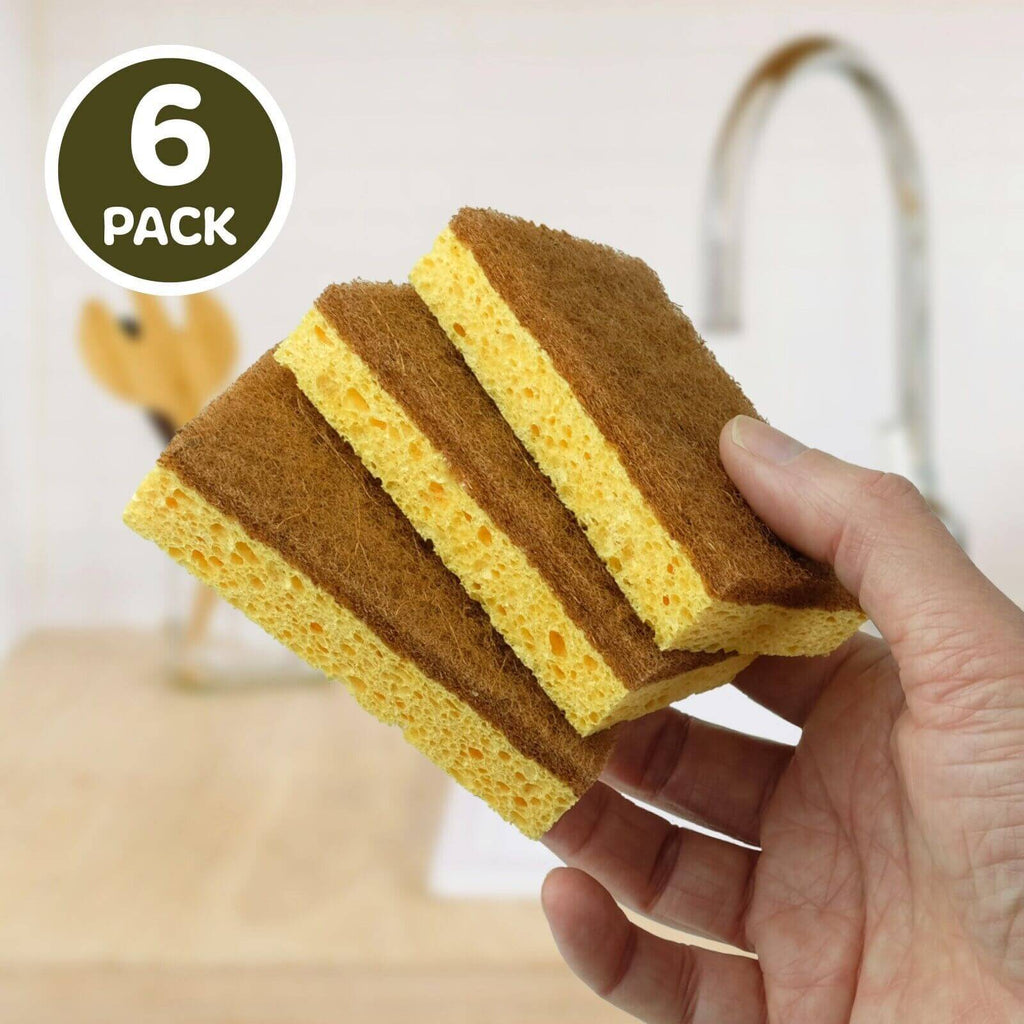 Natural Coconut & Cellulose Sponge Scourers (Pack of 6)-4
