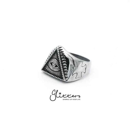 Stainless Steel Triangle All Seeing Eye/Eye of Providence Cast Rings